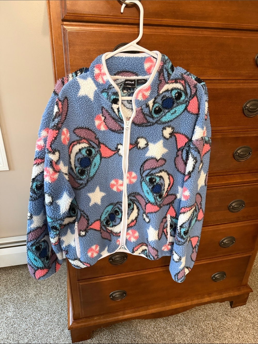 Disney Blue & Pink Stitch Sherpa Jacket